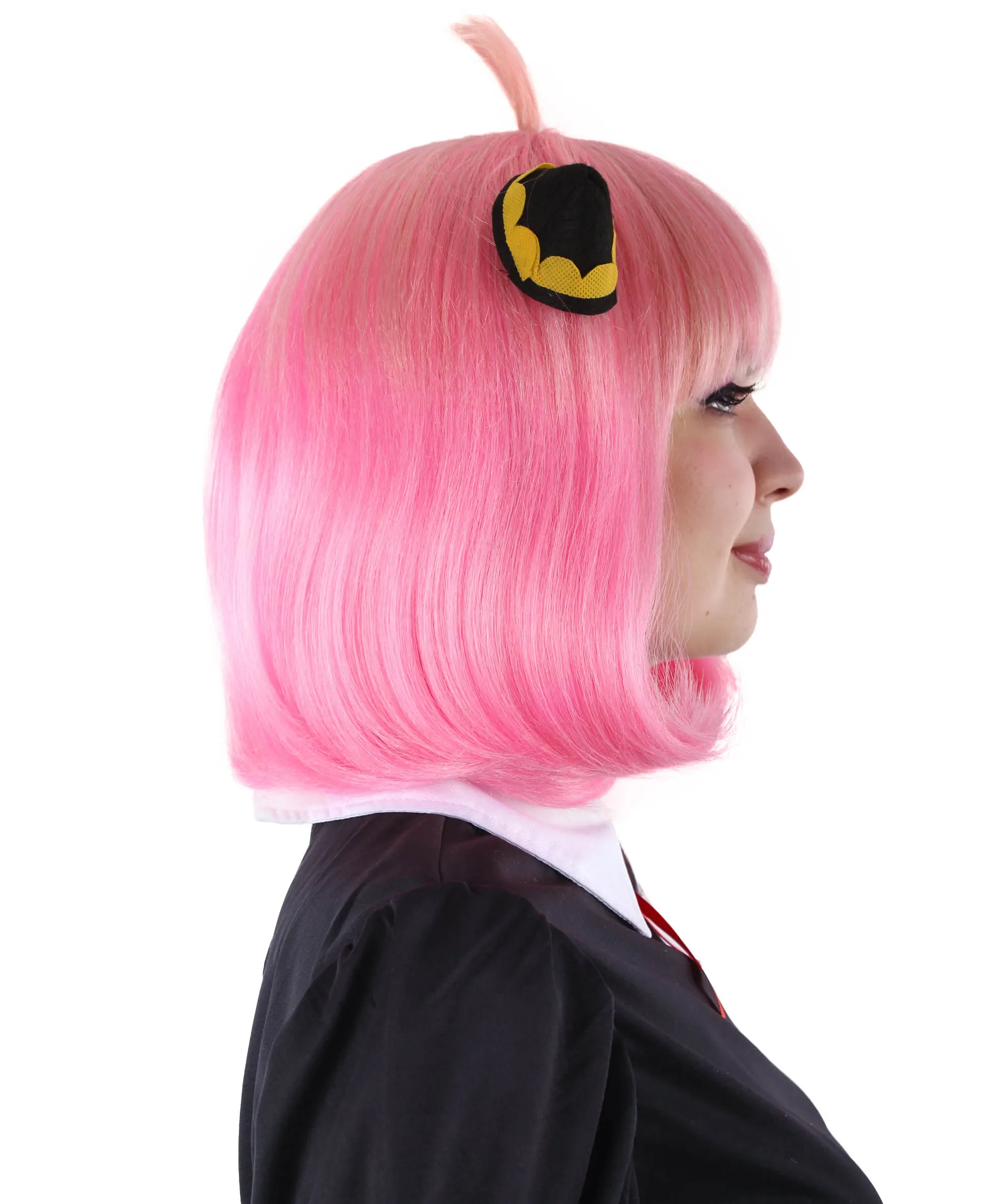 Adult Women’s Japanese Anime Series Short & Pink Straight Bob Wig | Best for Halloween | Flame-retardant Synthetic Fiber