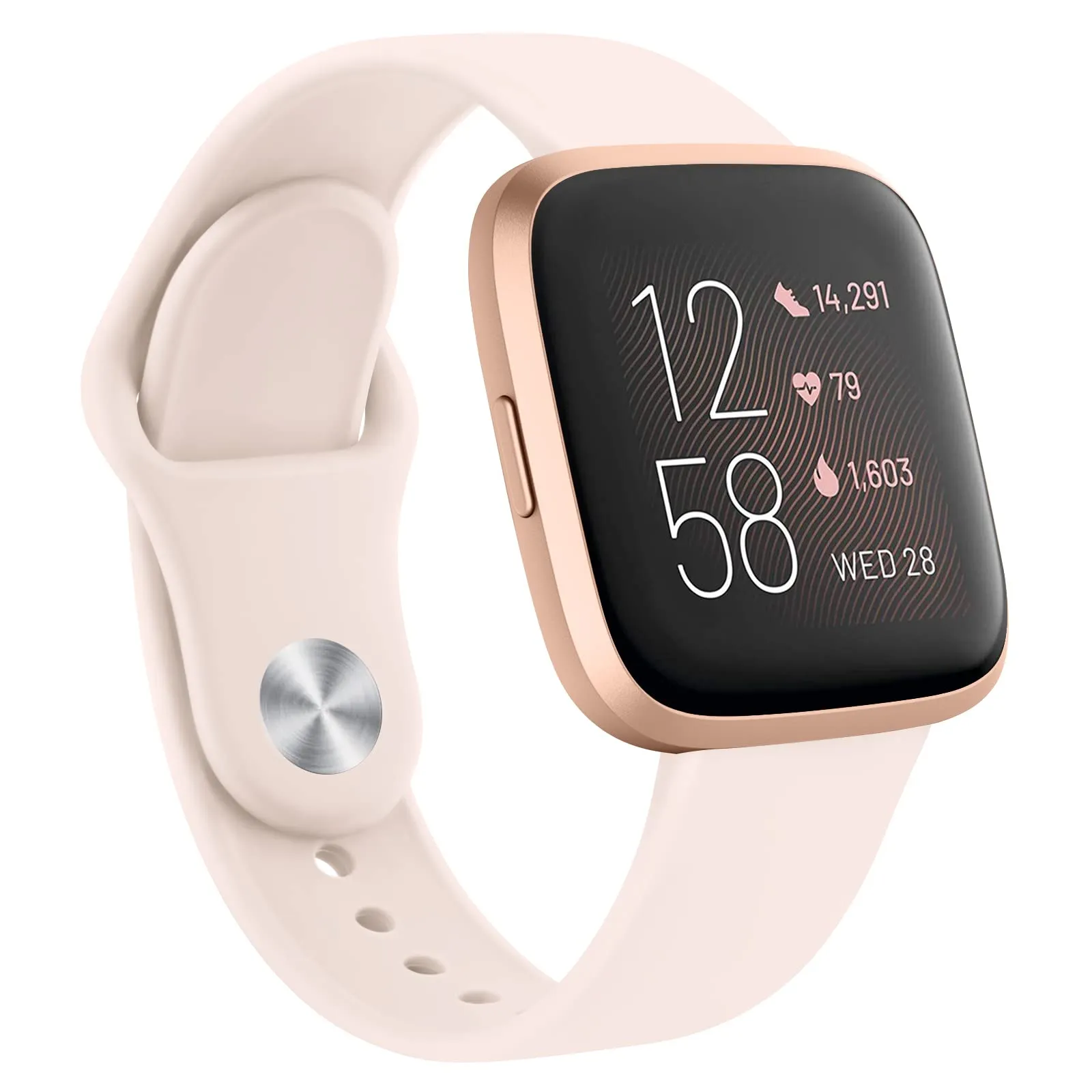 AK Silicone Bands Compatible with Fitbit Versa 2 / Fitbit Versa/Versa Lite/Versa SE Bands for Women Men, Classic Soft Straps Replacement Sport Wristbands for Fitbit Versa 2 Smart Watch (Sand Pink) Sand Pink
