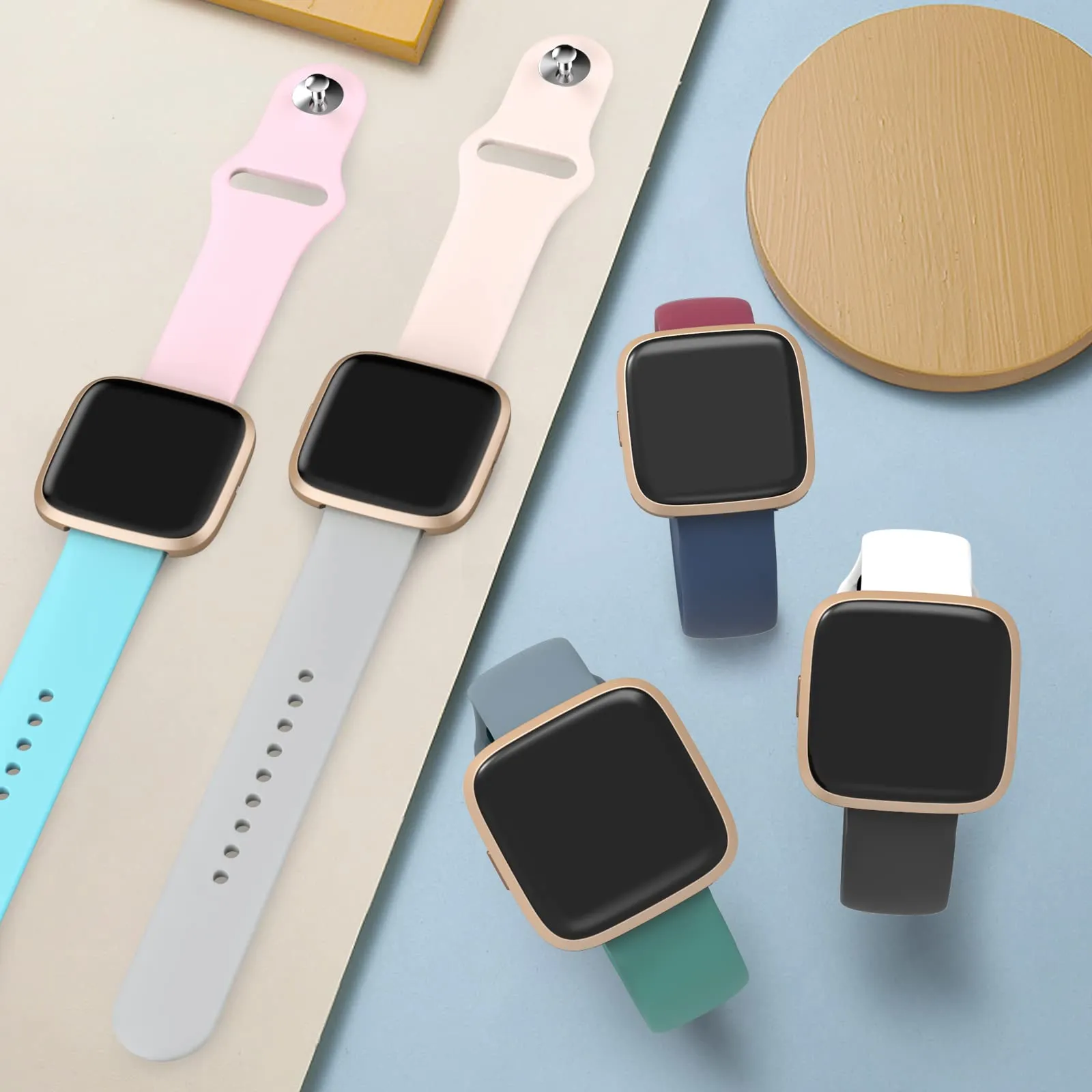 AK Silicone Bands Compatible with Fitbit Versa 2 / Fitbit Versa/Versa Lite/Versa SE Bands for Women Men, Classic Soft Straps Replacement Sport Wristbands for Fitbit Versa 2 Smart Watch (Sand Pink) Sand Pink
