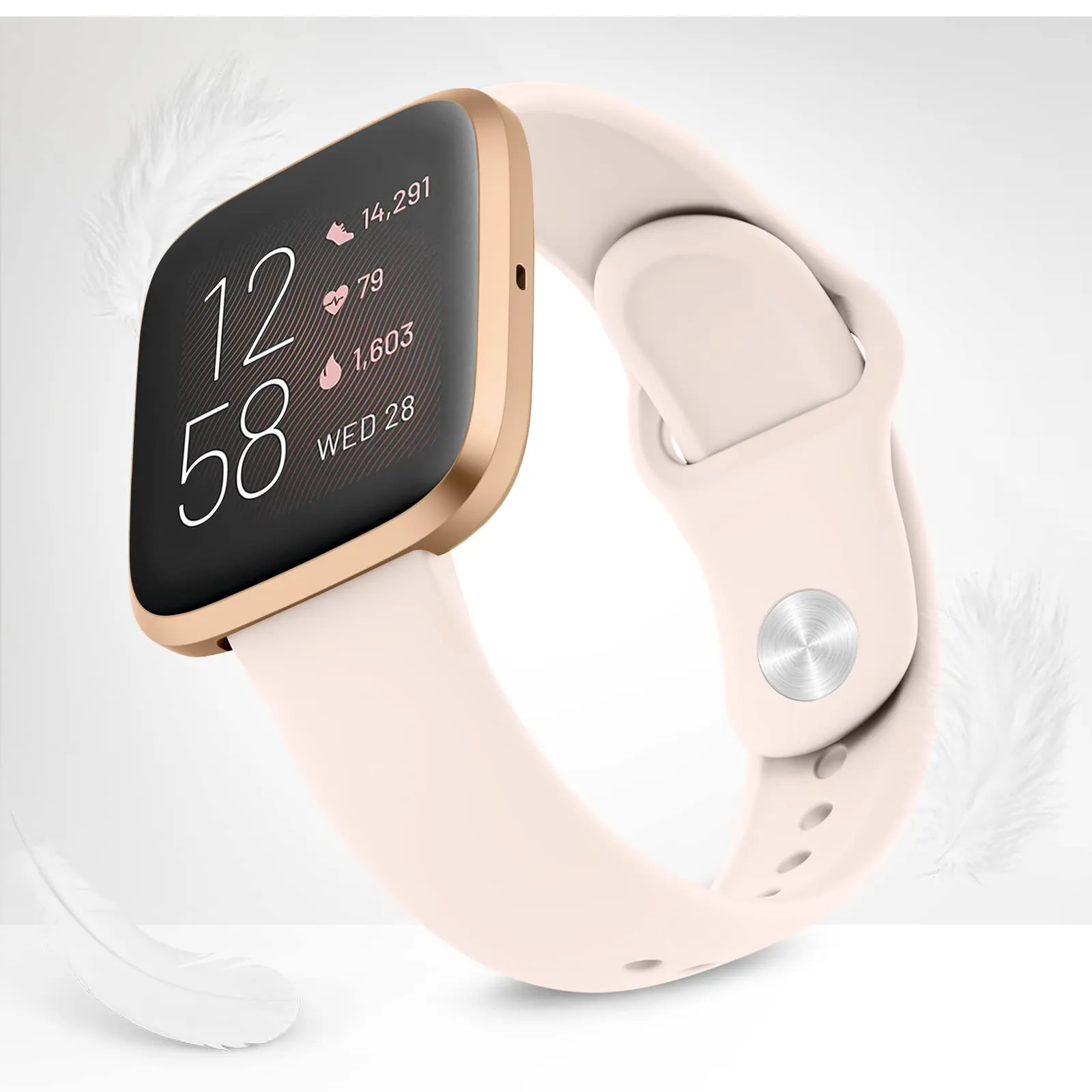 AK Silicone Bands Compatible with Fitbit Versa 2 / Fitbit Versa/Versa Lite/Versa SE Bands for Women Men, Classic Soft Straps Replacement Sport Wristbands for Fitbit Versa 2 Smart Watch (Sand Pink) Sand Pink