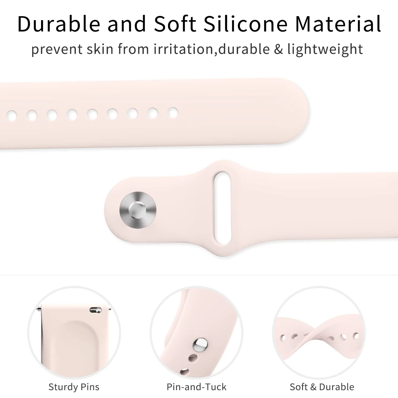 AK Silicone Bands Compatible with Fitbit Versa 2 / Fitbit Versa/Versa Lite/Versa SE Bands for Women Men, Classic Soft Straps Replacement Sport Wristbands for Fitbit Versa 2 Smart Watch (Sand Pink) Sand Pink