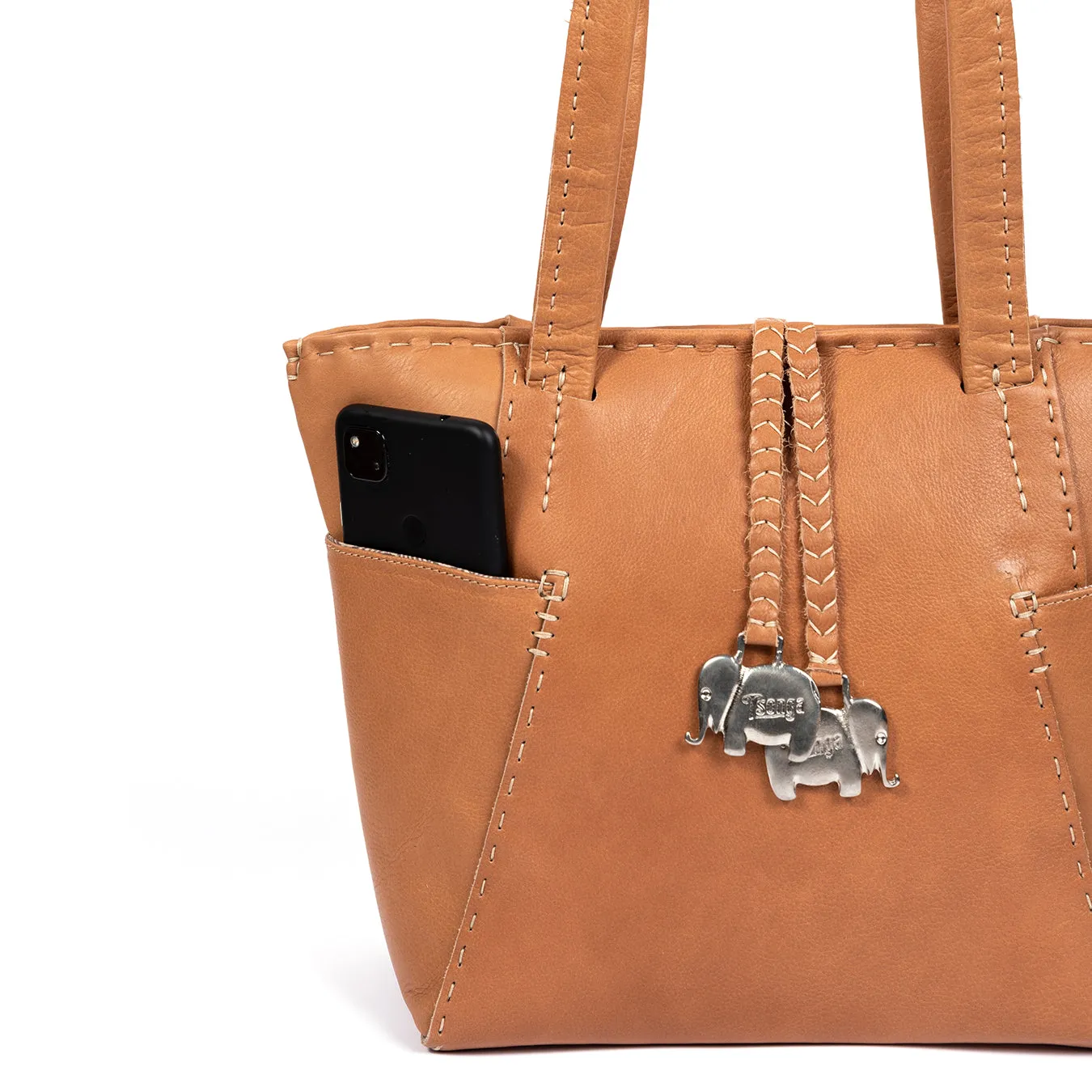 Anesu : Ladies Leather Shopper Handbag in Tan Vintage
