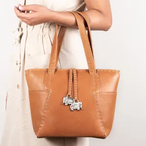 Anesu : Ladies Leather Shopper Handbag in Tan Vintage