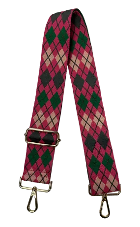Argyle Bag Strap - Pink/Green - Ahdorned