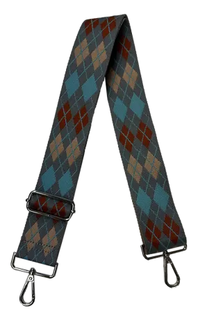 Argyle Grey/Rust/Cream/Blue Bag Strap - AHDORNED