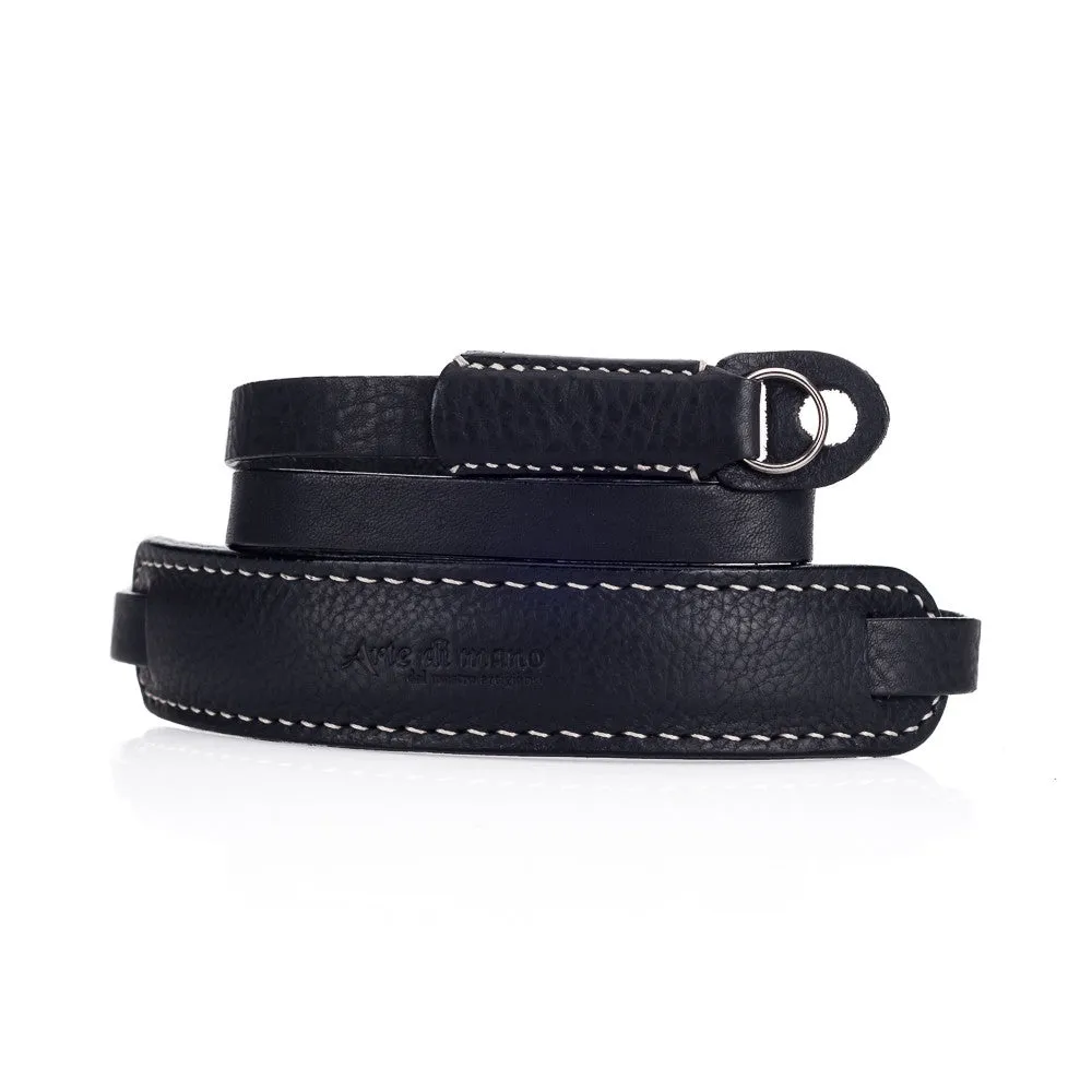 Arte di Mano Classic Neck Strap, XL, 120cm - Minerva Black with White Stitching