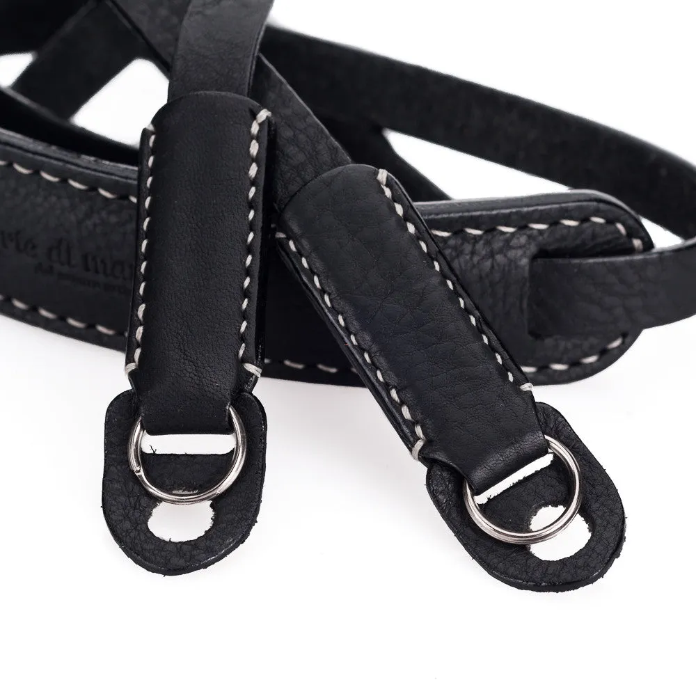 Arte di Mano Classic Neck Strap, XL, 120cm - Minerva Black with White Stitching