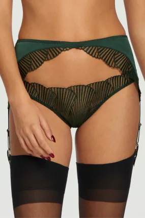 Athena Open Suspender Knicker Green