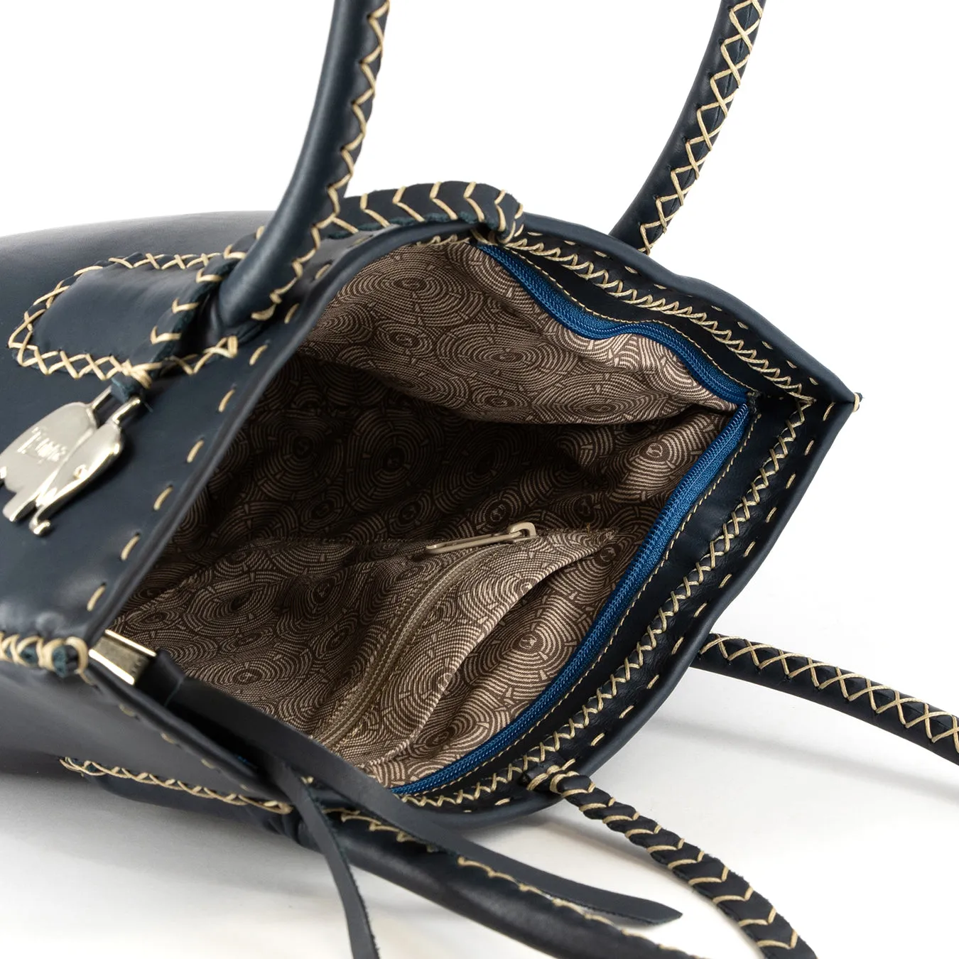 Azetha : Ladies Leather Shopper Handbag in Navy Relaxa