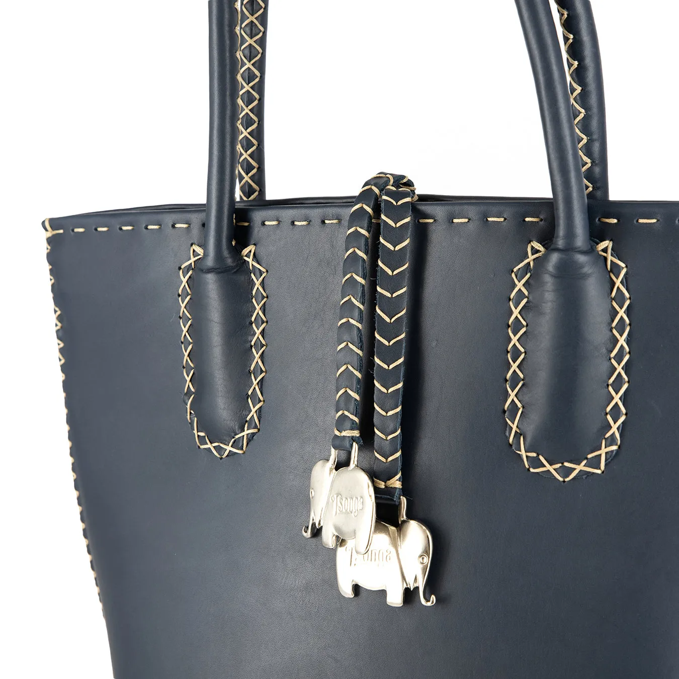 Azetha : Ladies Leather Shopper Handbag in Navy Relaxa