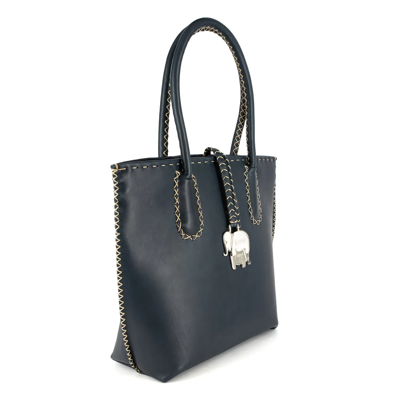 Azetha : Ladies Leather Shopper Handbag in Navy Relaxa