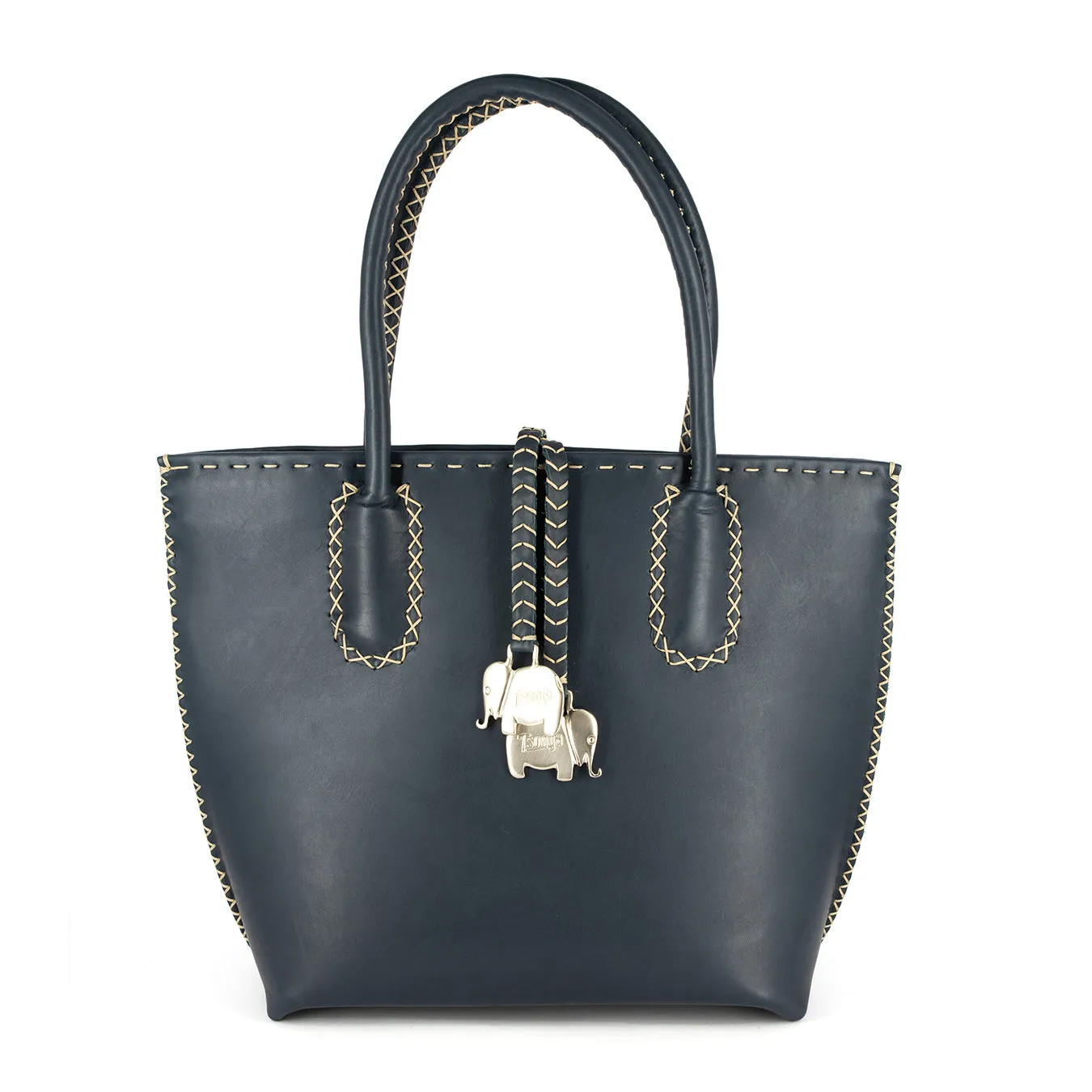 Azetha : Ladies Leather Shopper Handbag in Navy Relaxa