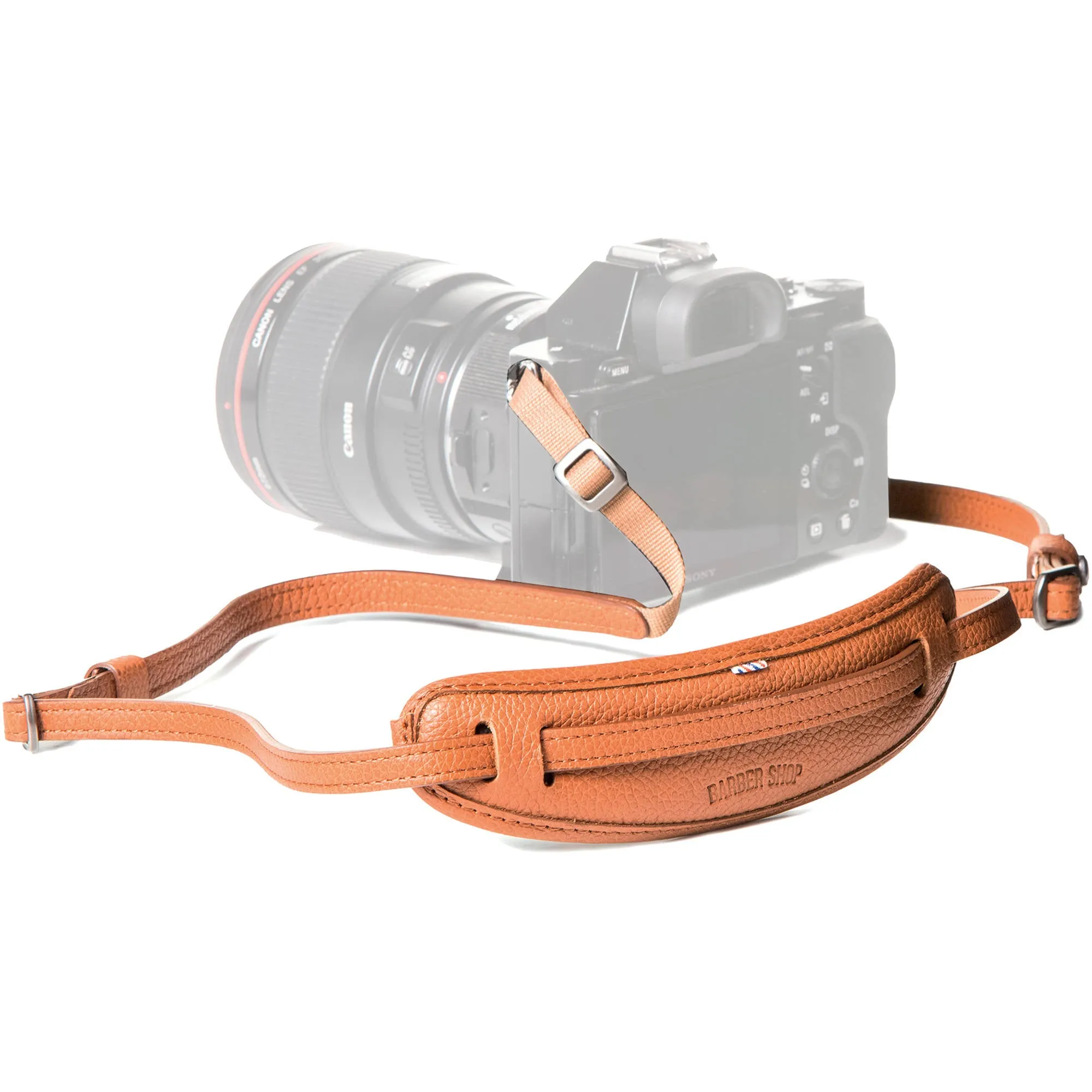 Barber Shop Leather Neckstrap "Moustache" - Grained Brown