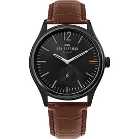 Ben Sherman Men's Analogue Watch with Brown Leather Strap and Black Dial WB035T