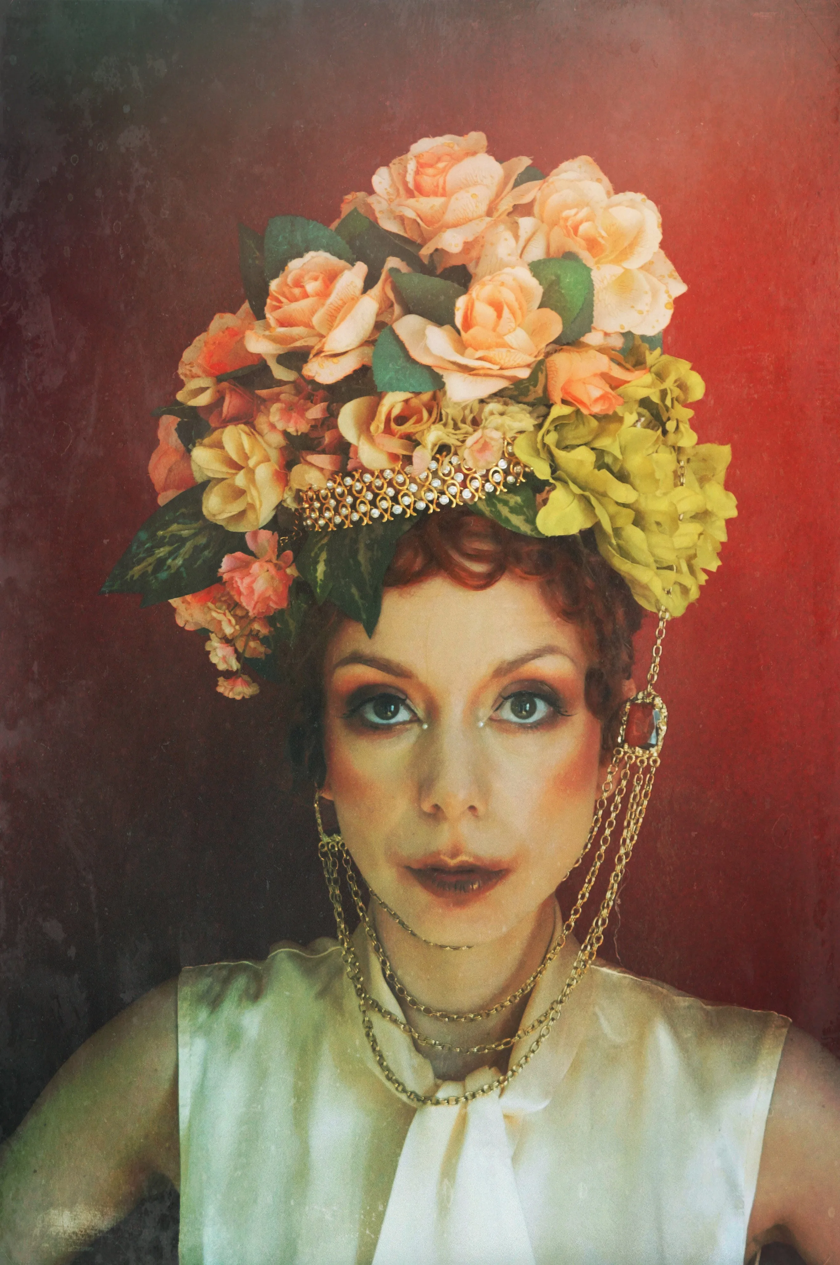 Bespoke peach and green rose flower Crown