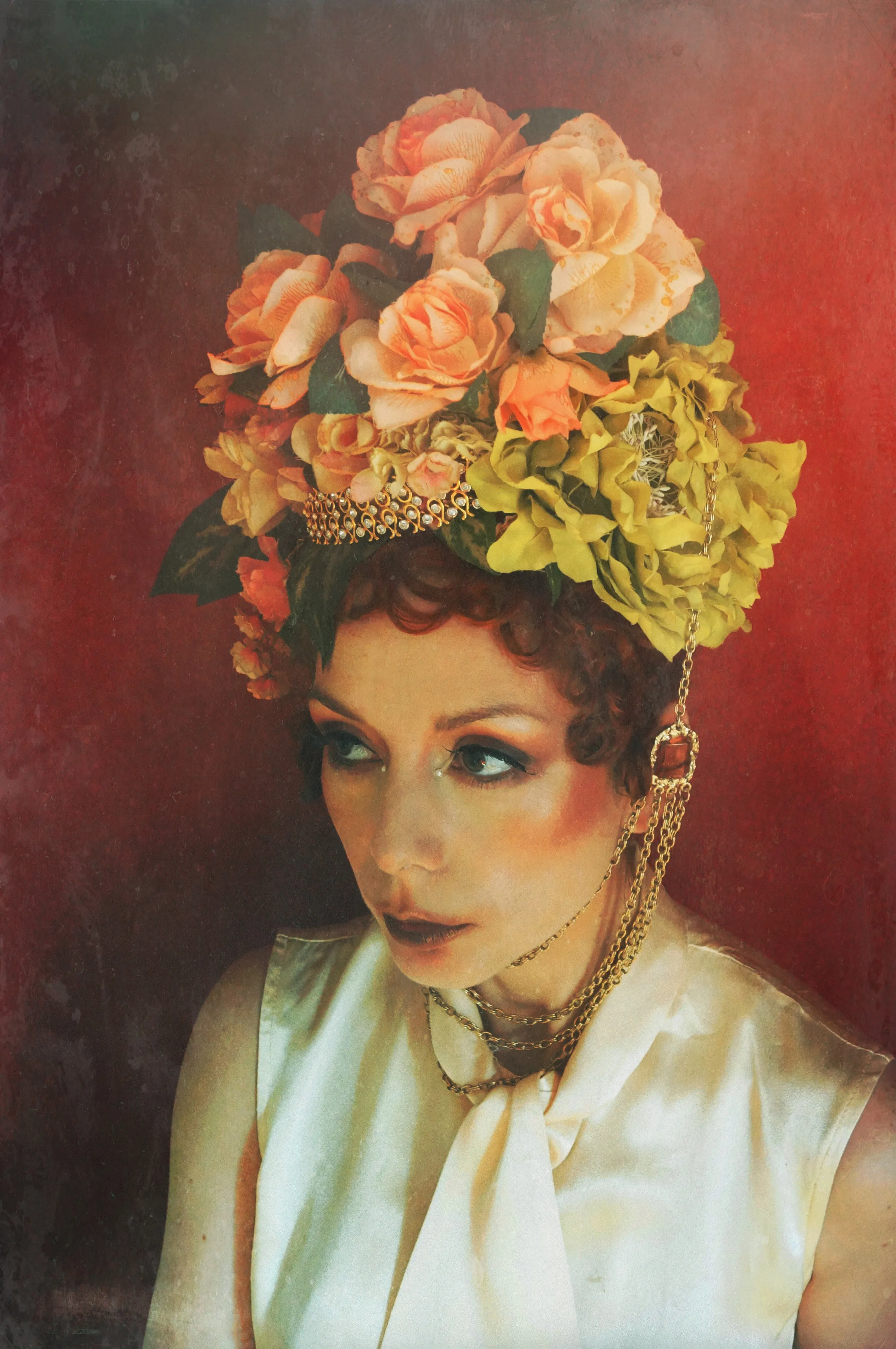 Bespoke peach and green rose flower Crown