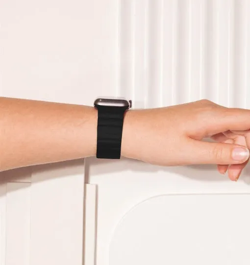 Black 2 Part Leather Apple Watch Strap