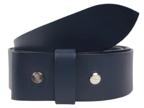 Blue 1.25 Inch (32mm) Buckleless Leather Belt Strap Chicago Screws