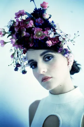 Blue and burgundy pink flower crown