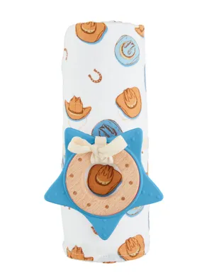 Blue Western Muslin Swaddle by Mud Pie