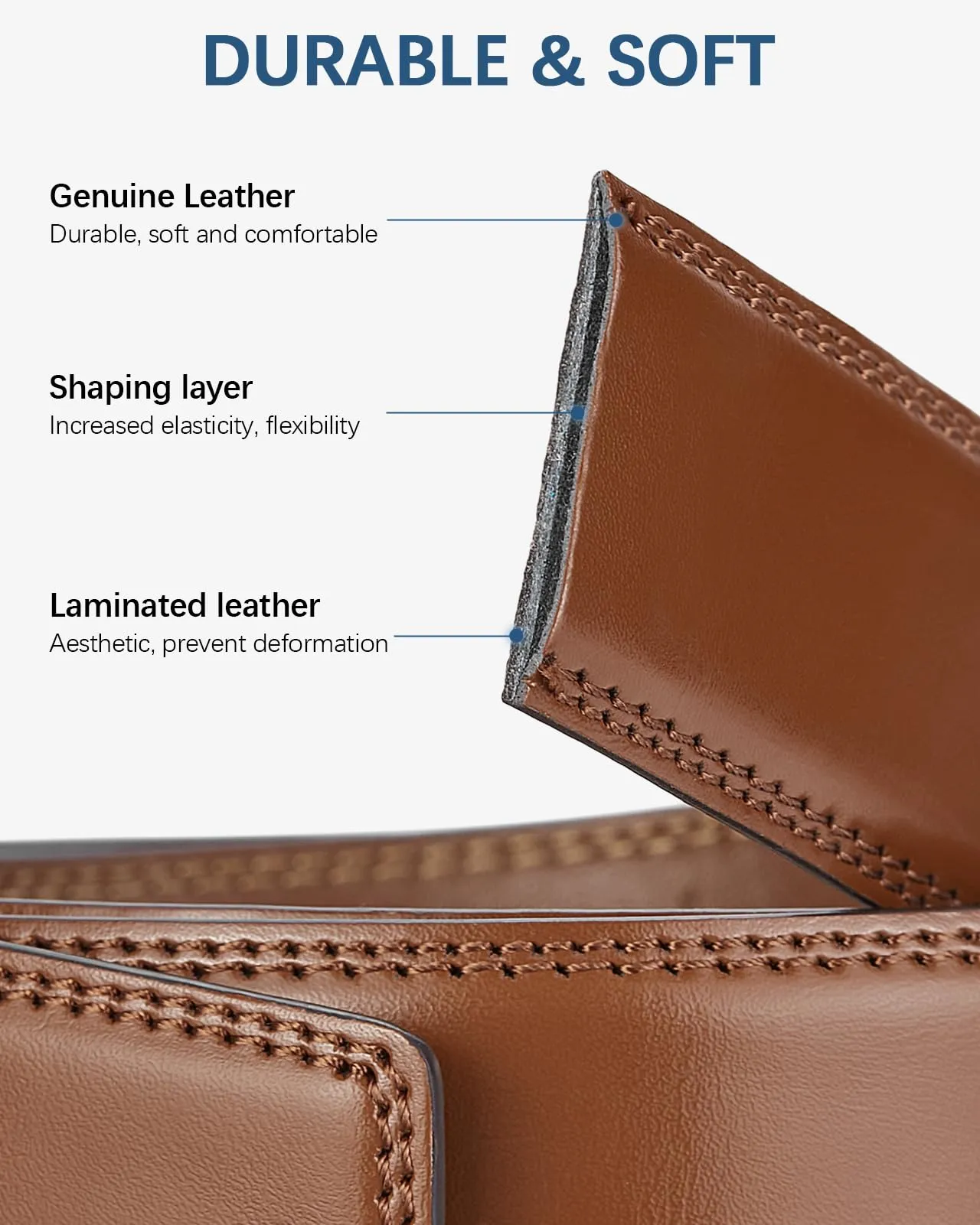 BOSTANTEN Mens Belt Leather Ratchet Belt For Men Dress and Casual with Adjustable Buckle, Trim to Fit