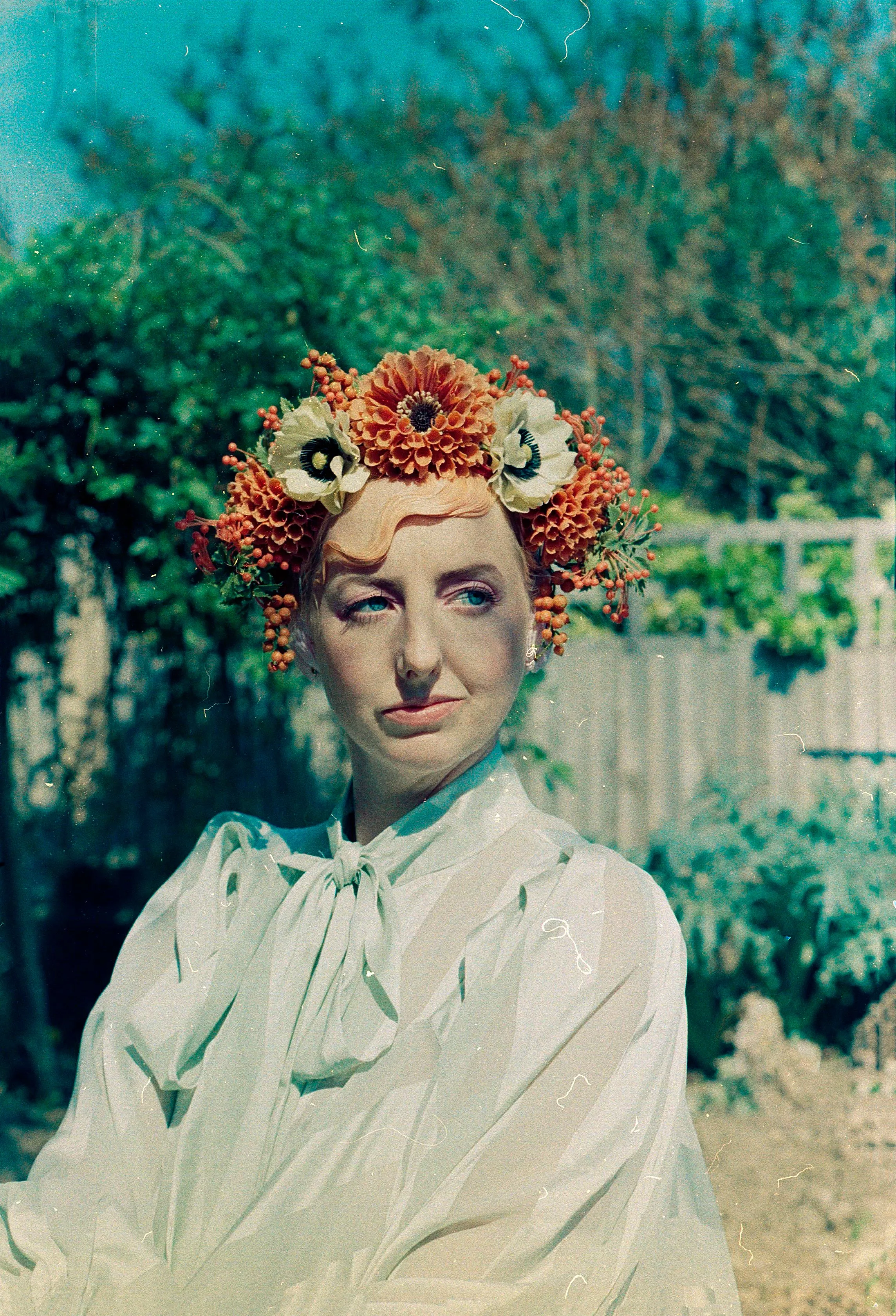 Burnt Orange Autumnal Vintage Flora Crown