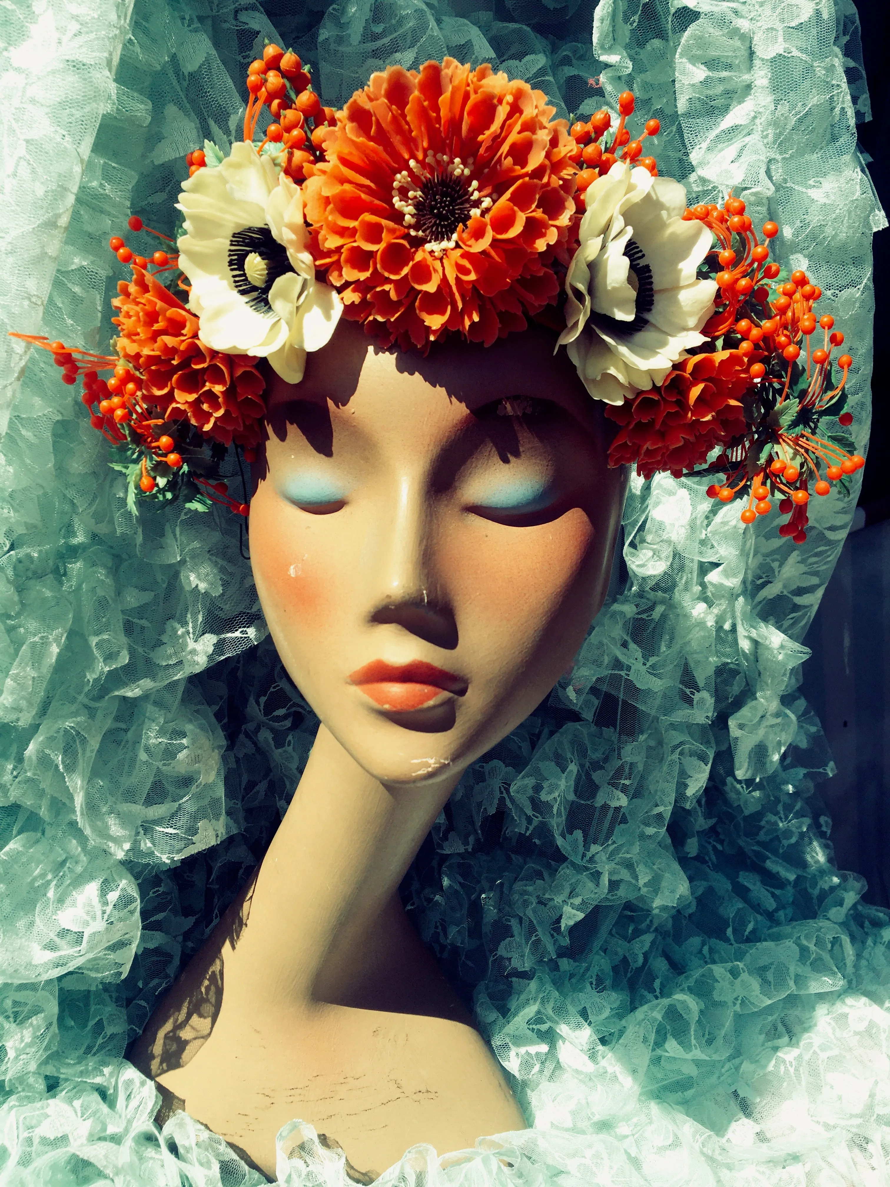 Burnt Orange Autumnal Vintage Flora Crown