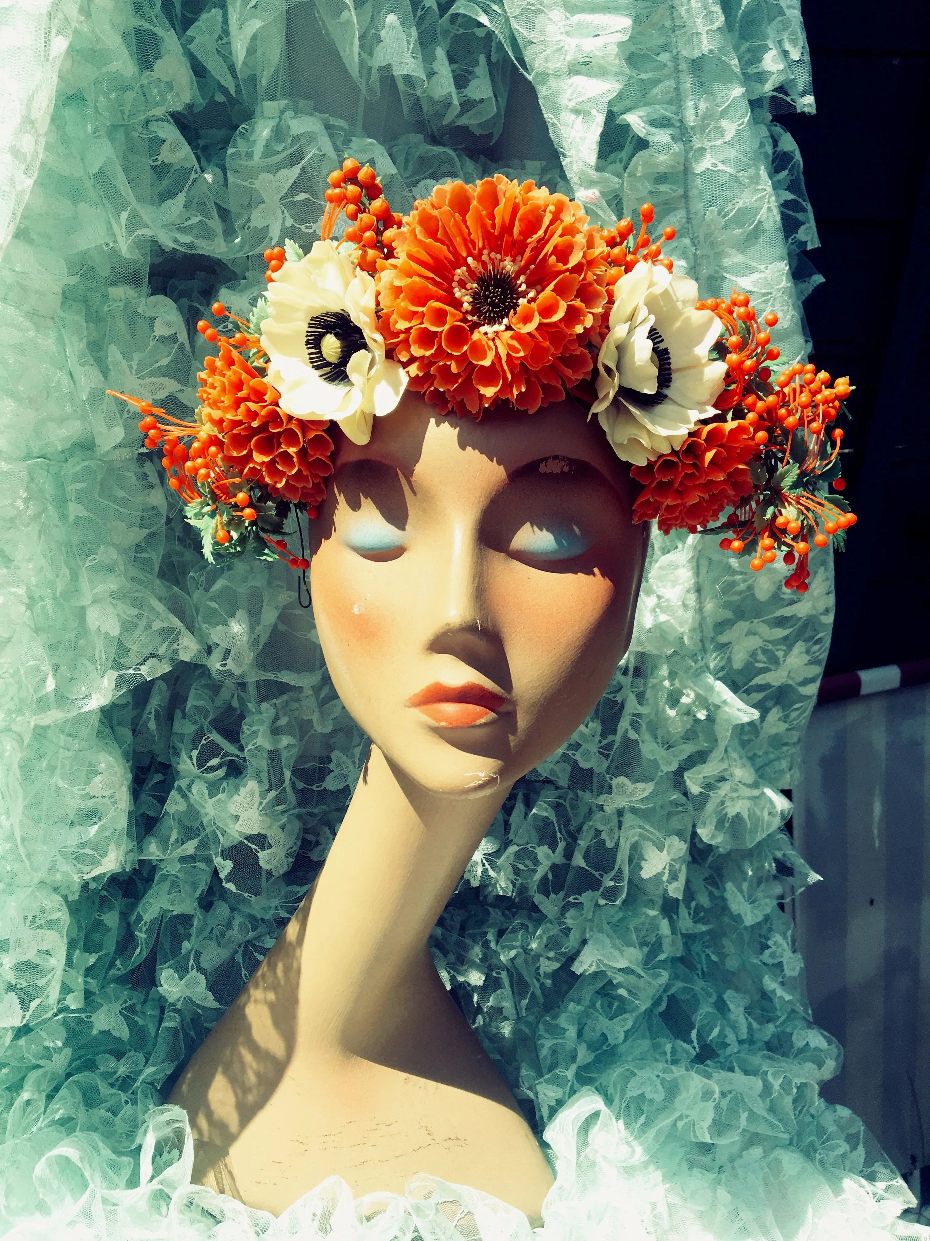 Burnt Orange Autumnal Vintage Flora Crown