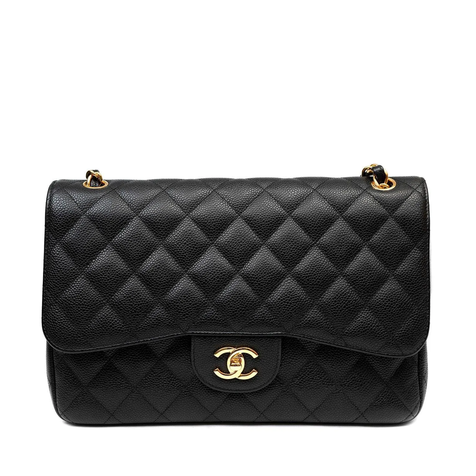 Chanel Black Caviar Jumbo Classic with Gold Hardware
