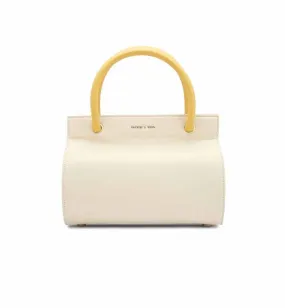 Charles & Keith- Two-Tone Double Top Handle Structured Bag- White