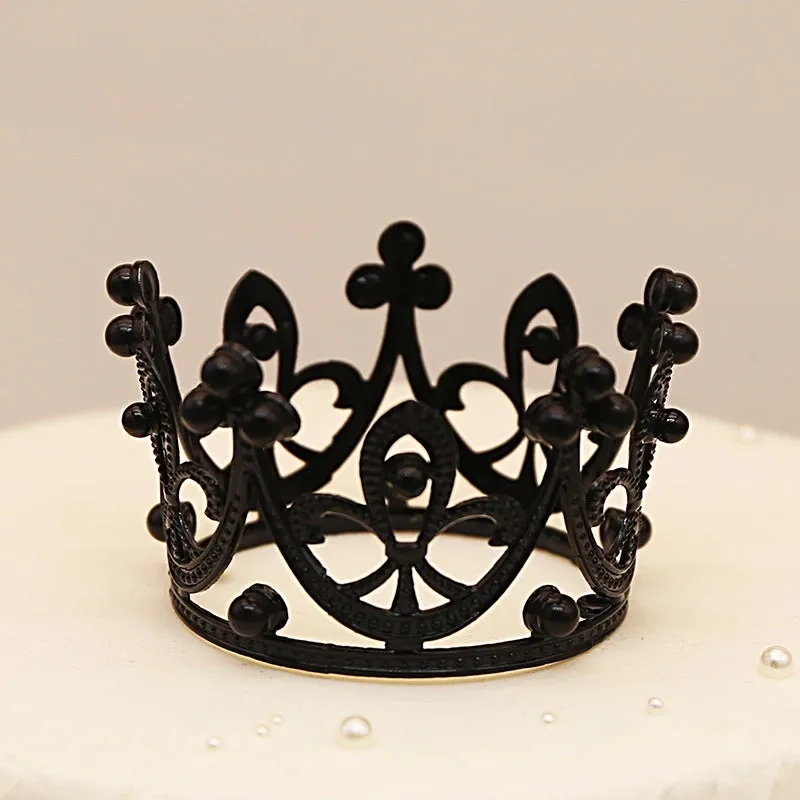 Children's Round Cake Crown Gift Baking Decoration Accessories Birthday Alloy Pearl Small Headdress Accessories Ornaments
