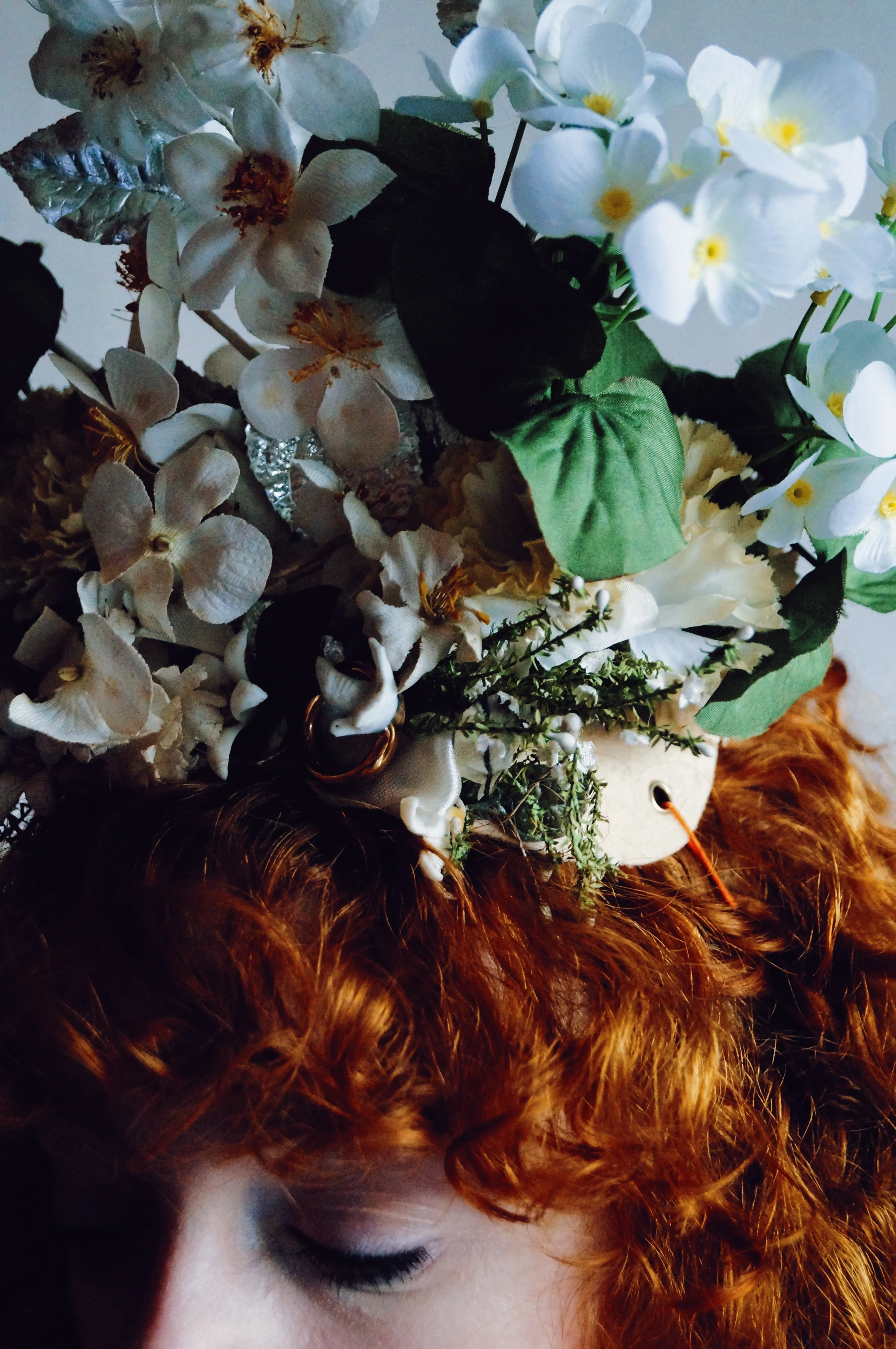 Cream and White Floral Headdress