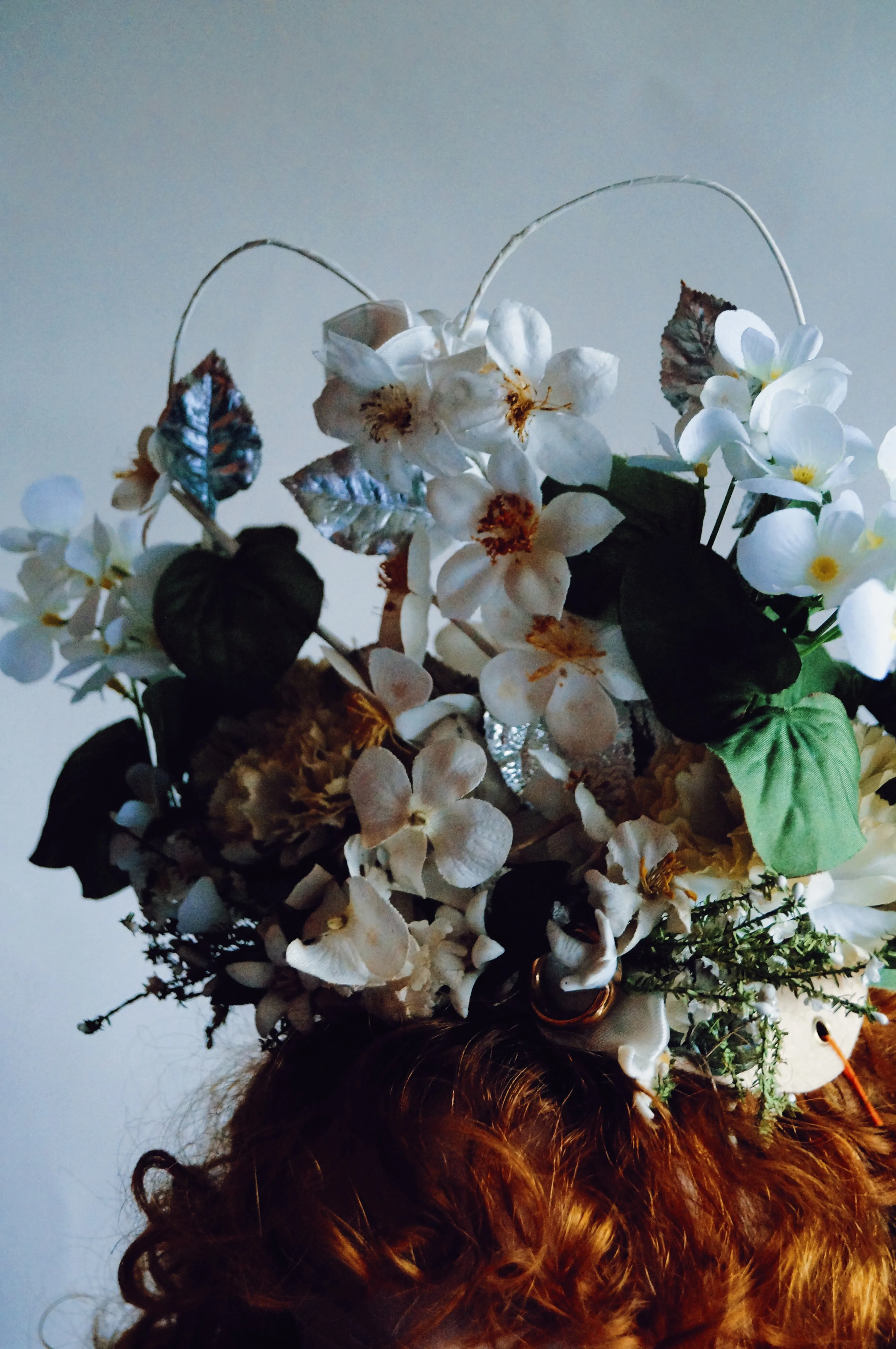 Cream and White Floral Headdress
