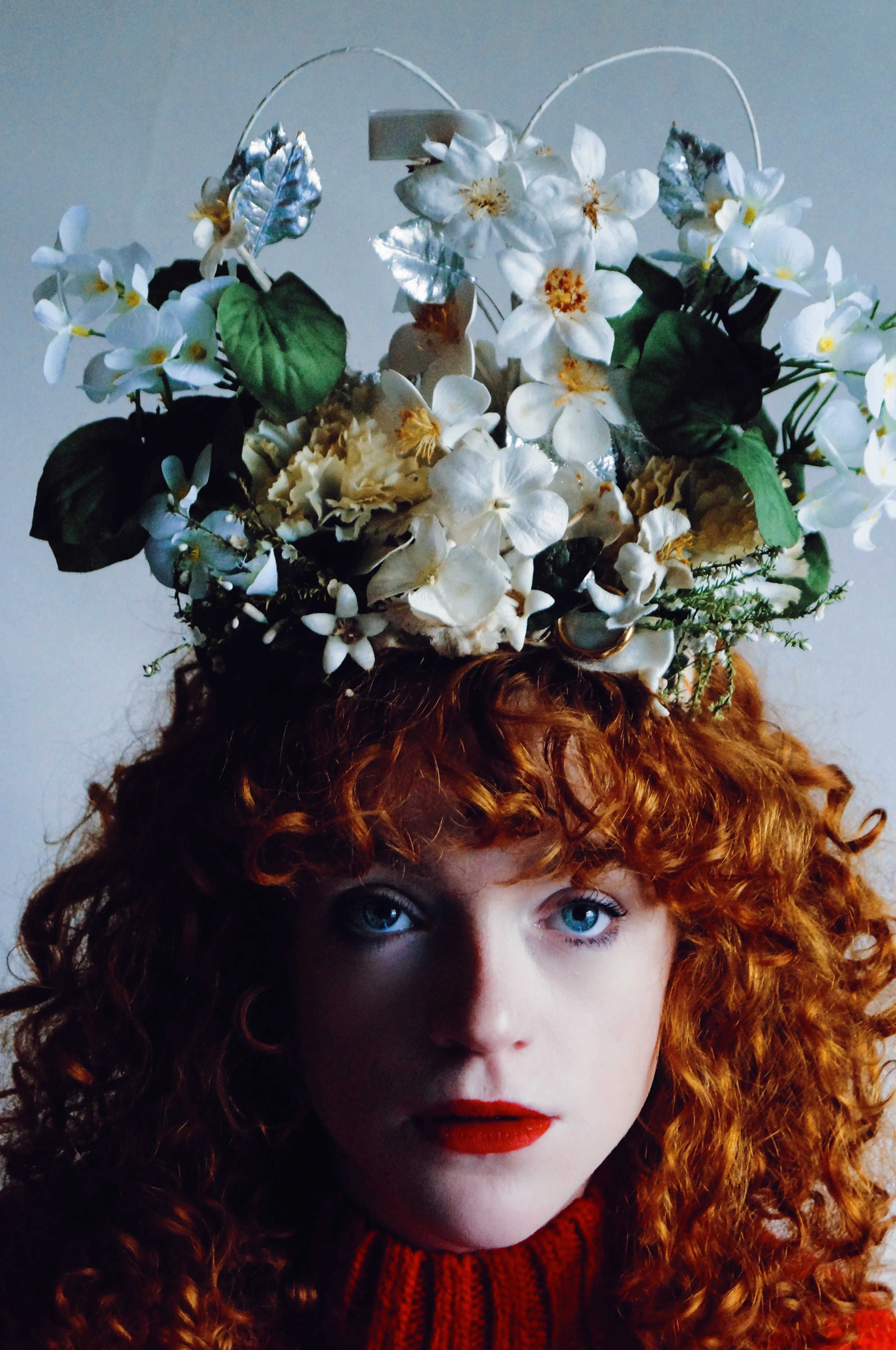 Cream and White Floral Headdress