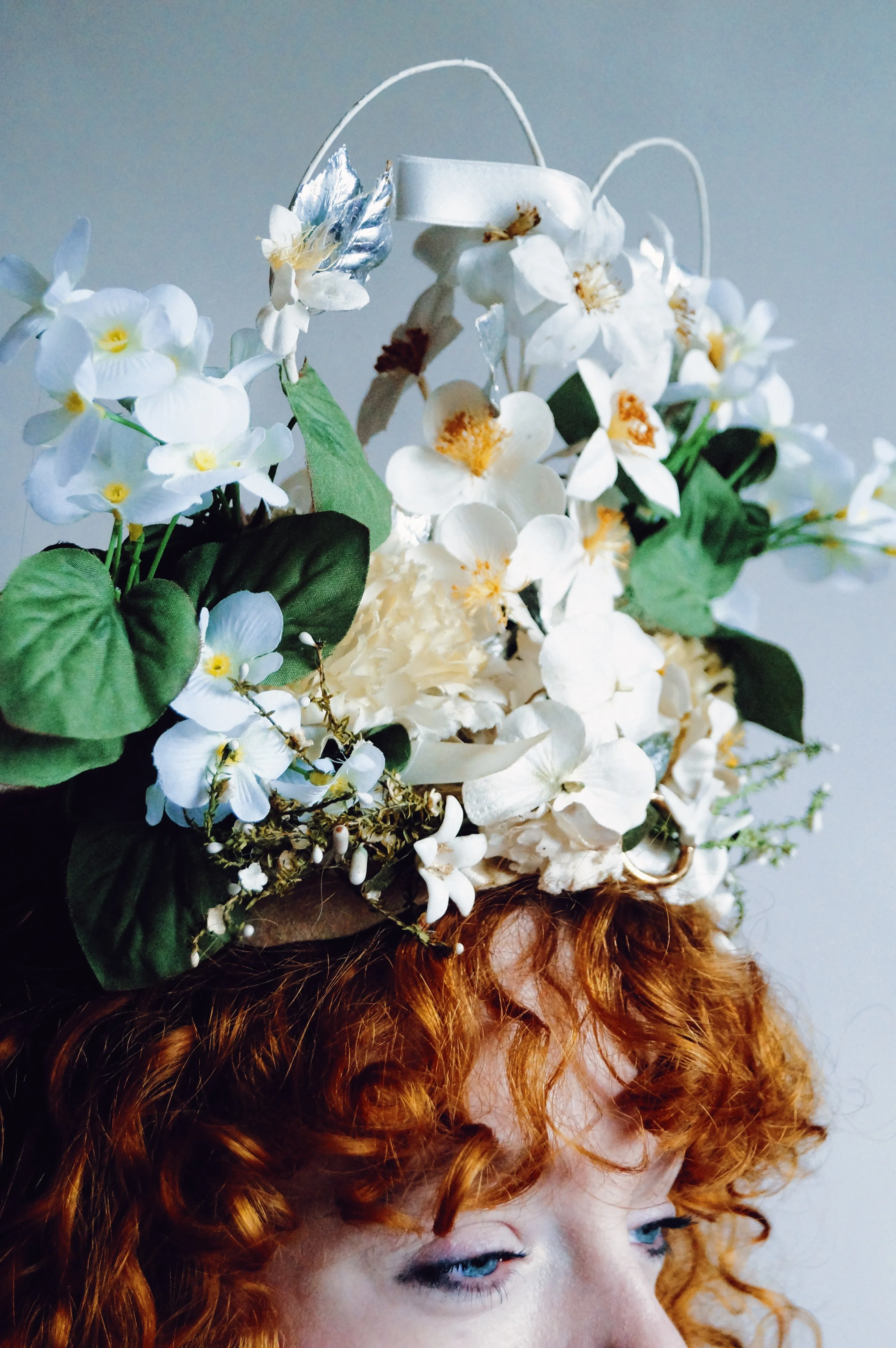Cream and White Floral Headdress