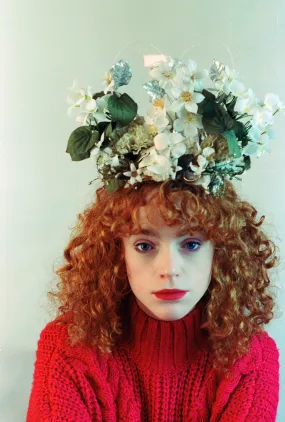 Cream and White Floral Headdress