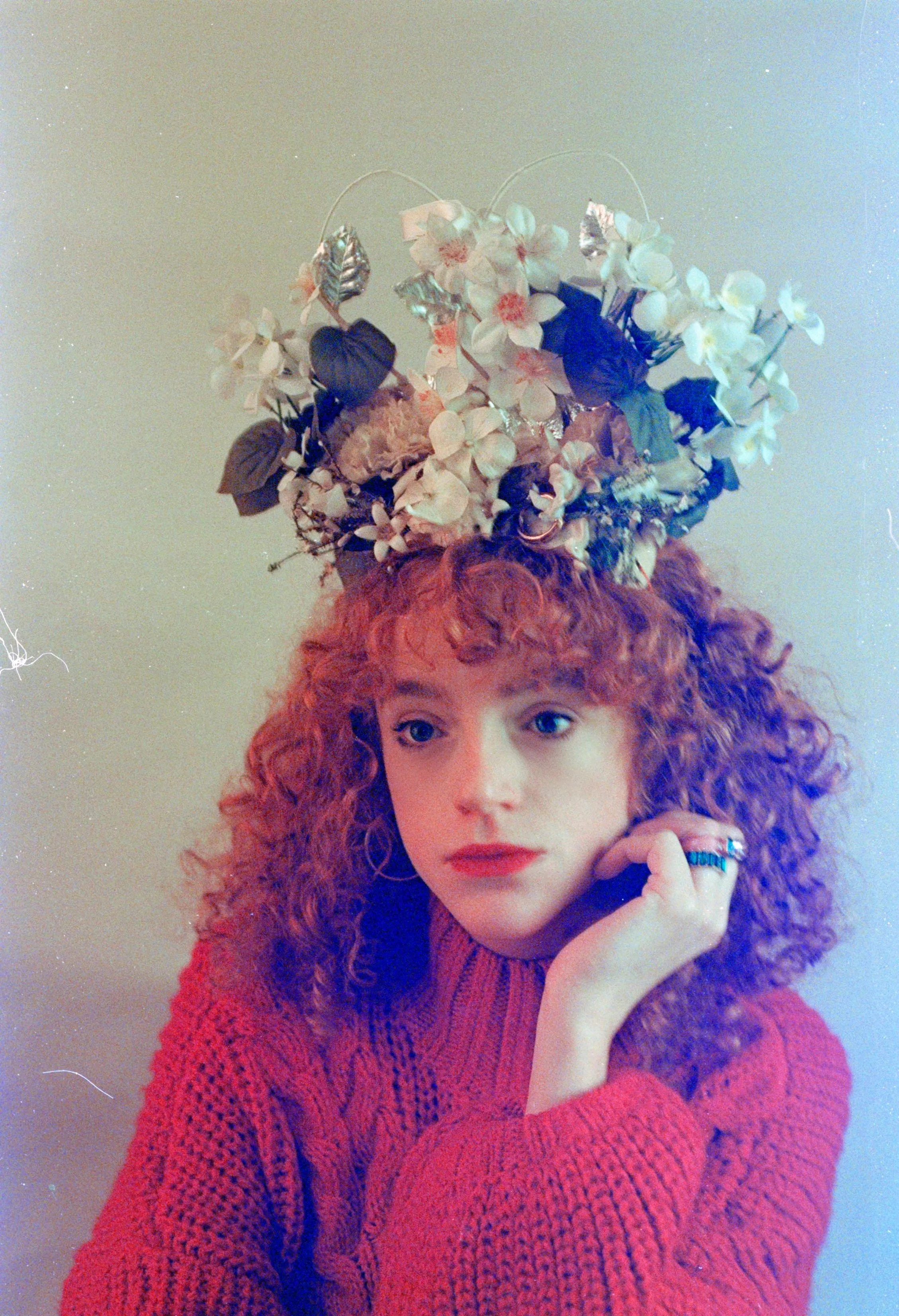 Cream and White Floral Headdress