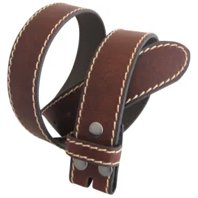 Dark Brown Stitching-Edged Leather Interchangeable Belt Strap. STRAP ONLY!
