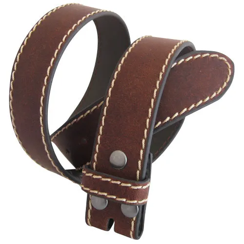 Dark Brown Stitching-Edged Leather Interchangeable Belt Strap. STRAP ONLY!
