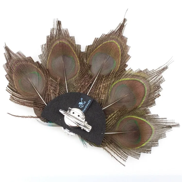 Deco Crystal Peacock Feather Fascinator