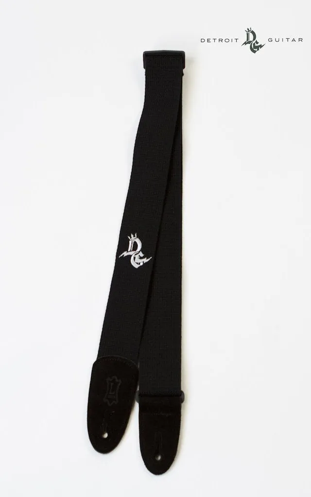 Detroit Guitar 2" Cotton Strap Black w/ Embroidered Logo