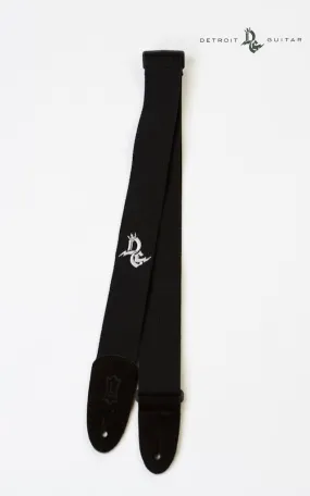 Detroit Guitar 2" Cotton Strap Black w/ Embroidered Logo