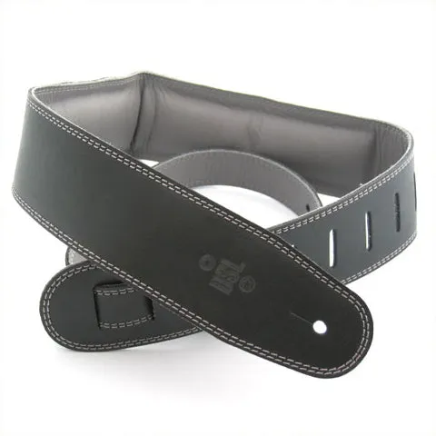 DSL 2.5" Padded Garment Leather Guitar Strap - Black/Grey
