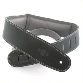 DSL 2.5" Padded Garment Leather Guitar Strap - Black/Grey