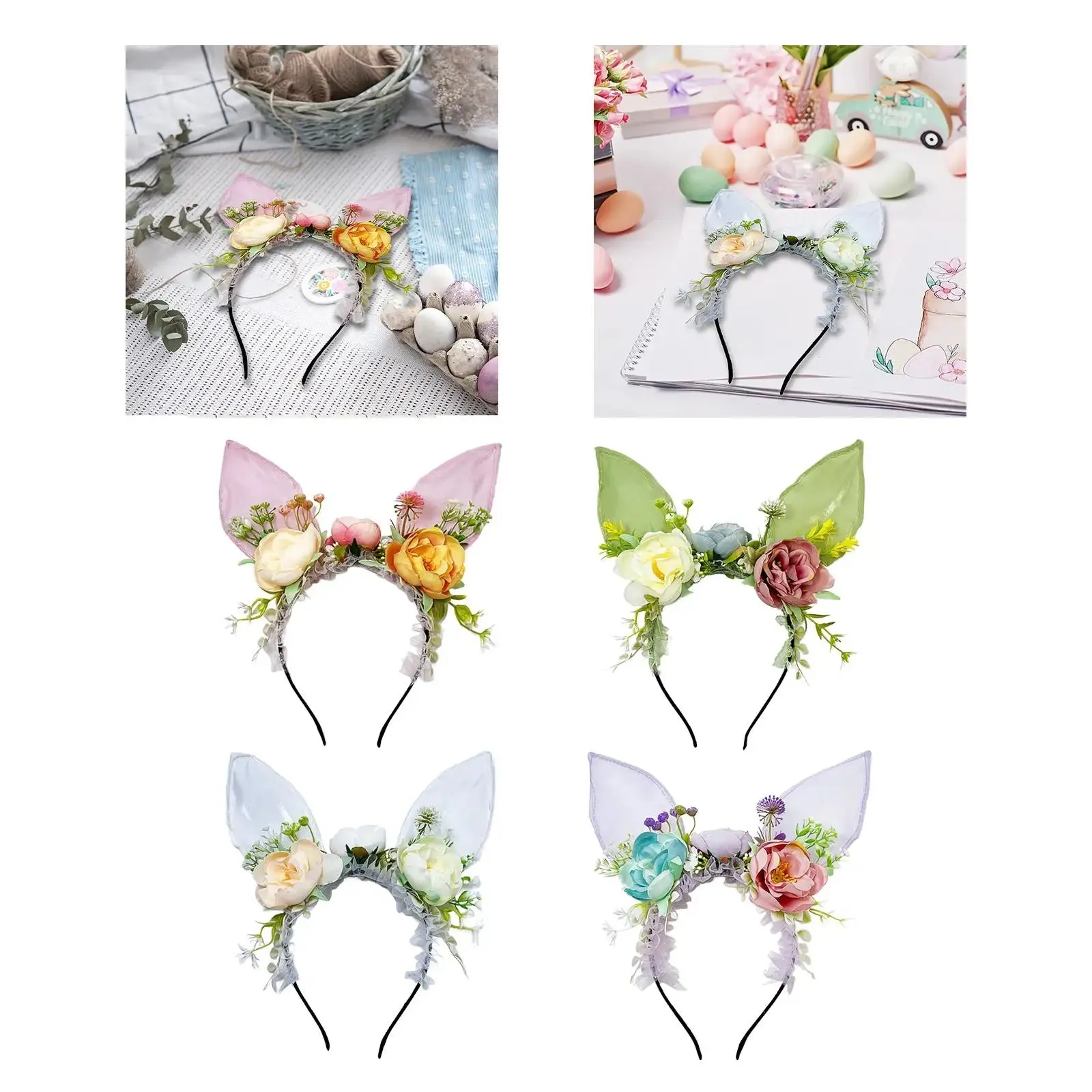 Easter Hat Parade Bunny Ears Headband Flower Hairband