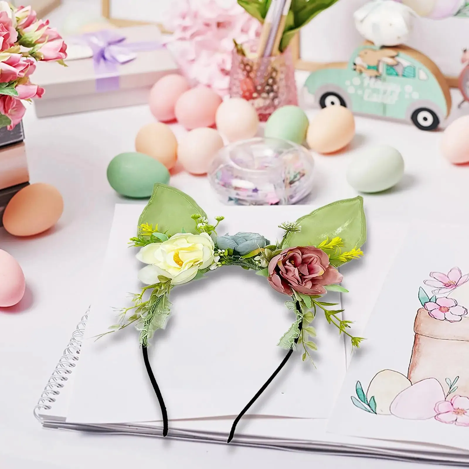 Easter Hat Parade Bunny Ears Headband Flower Hairband
