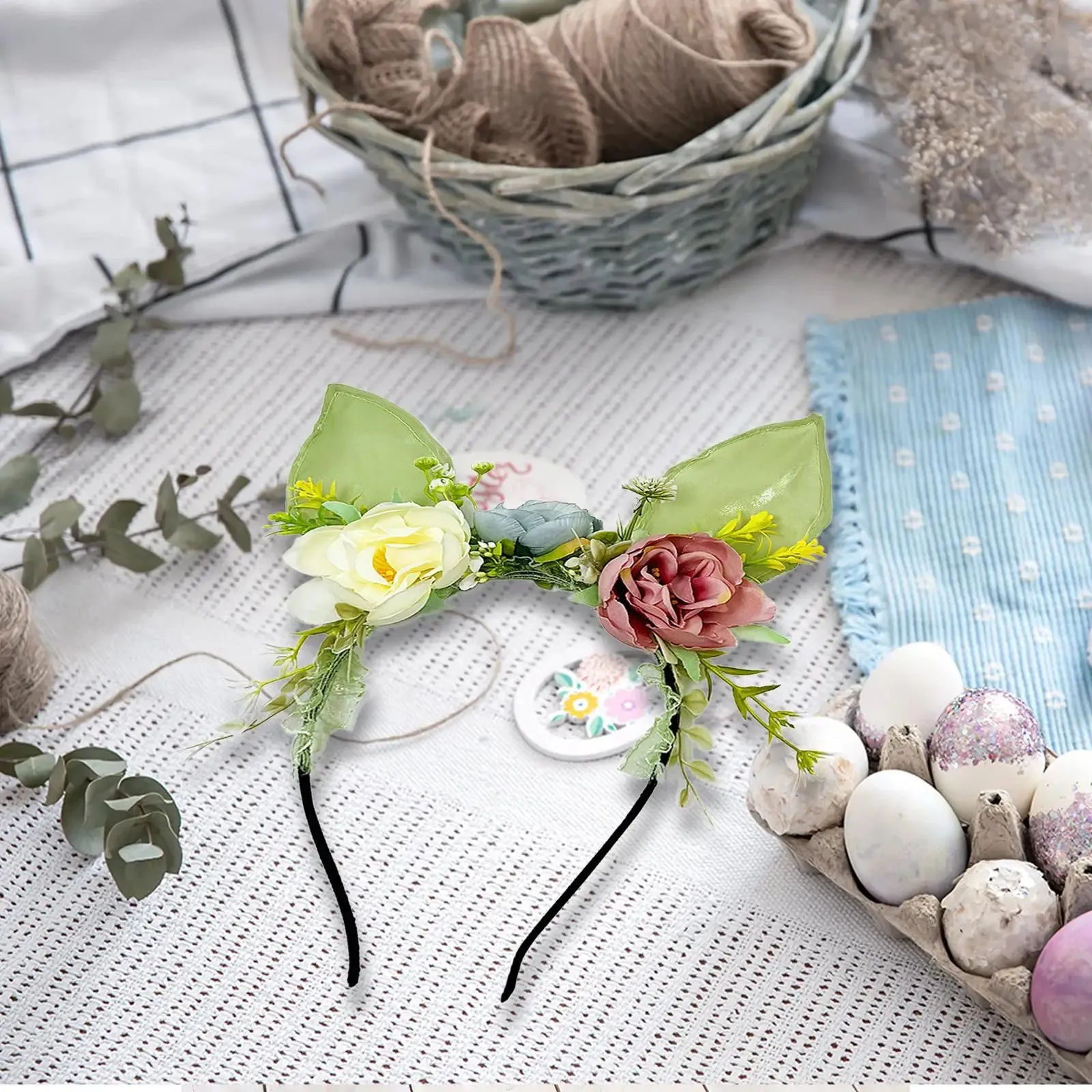 Easter Hat Parade Bunny Ears Headband Flower Hairband