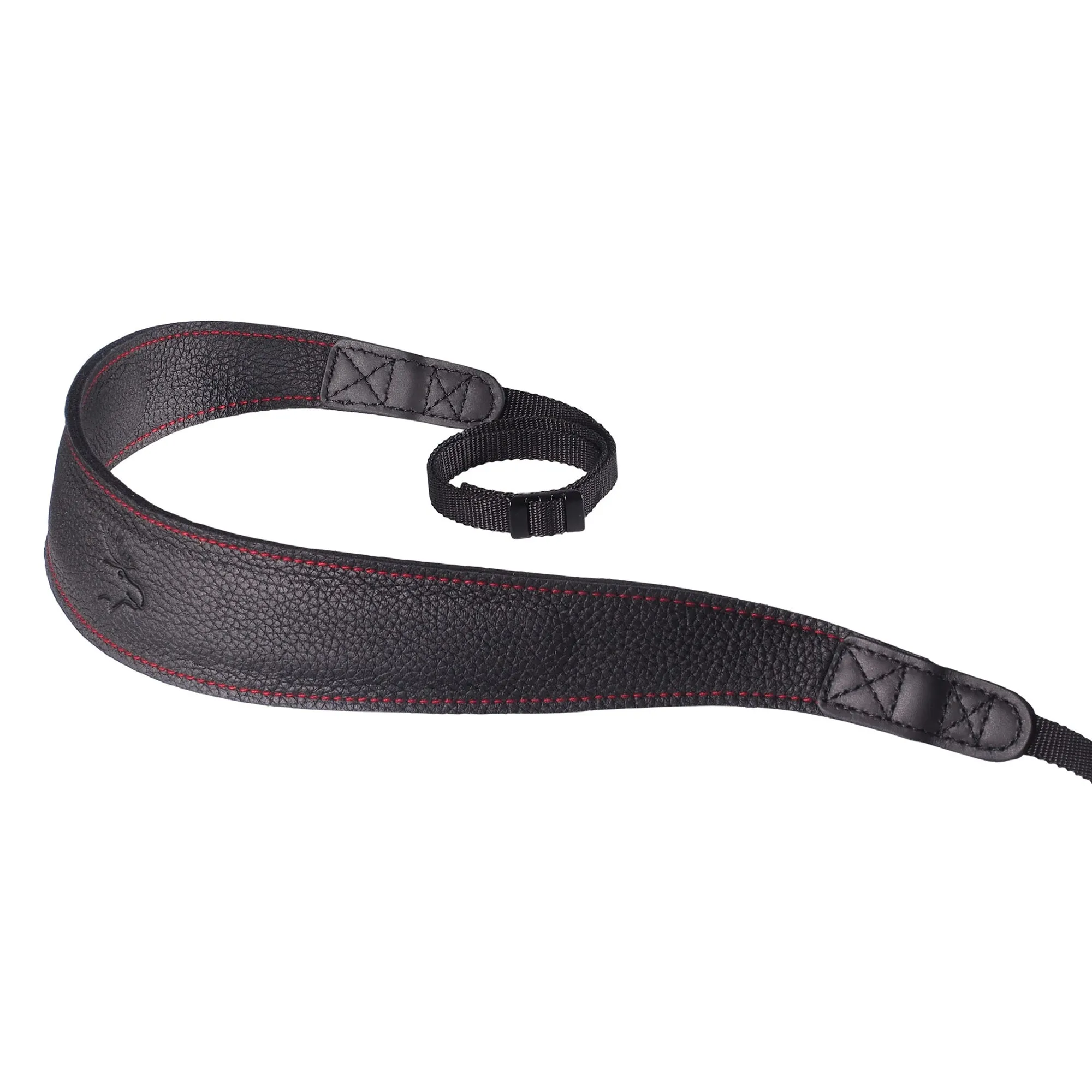 EDDYCAM Elk Leather Neck Strap, 50mm Wide, Black/Black with Red Stitching