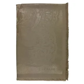 Elie Saab Scarf Taupe Tonal Design - Extra Large Wool Silk Wrap