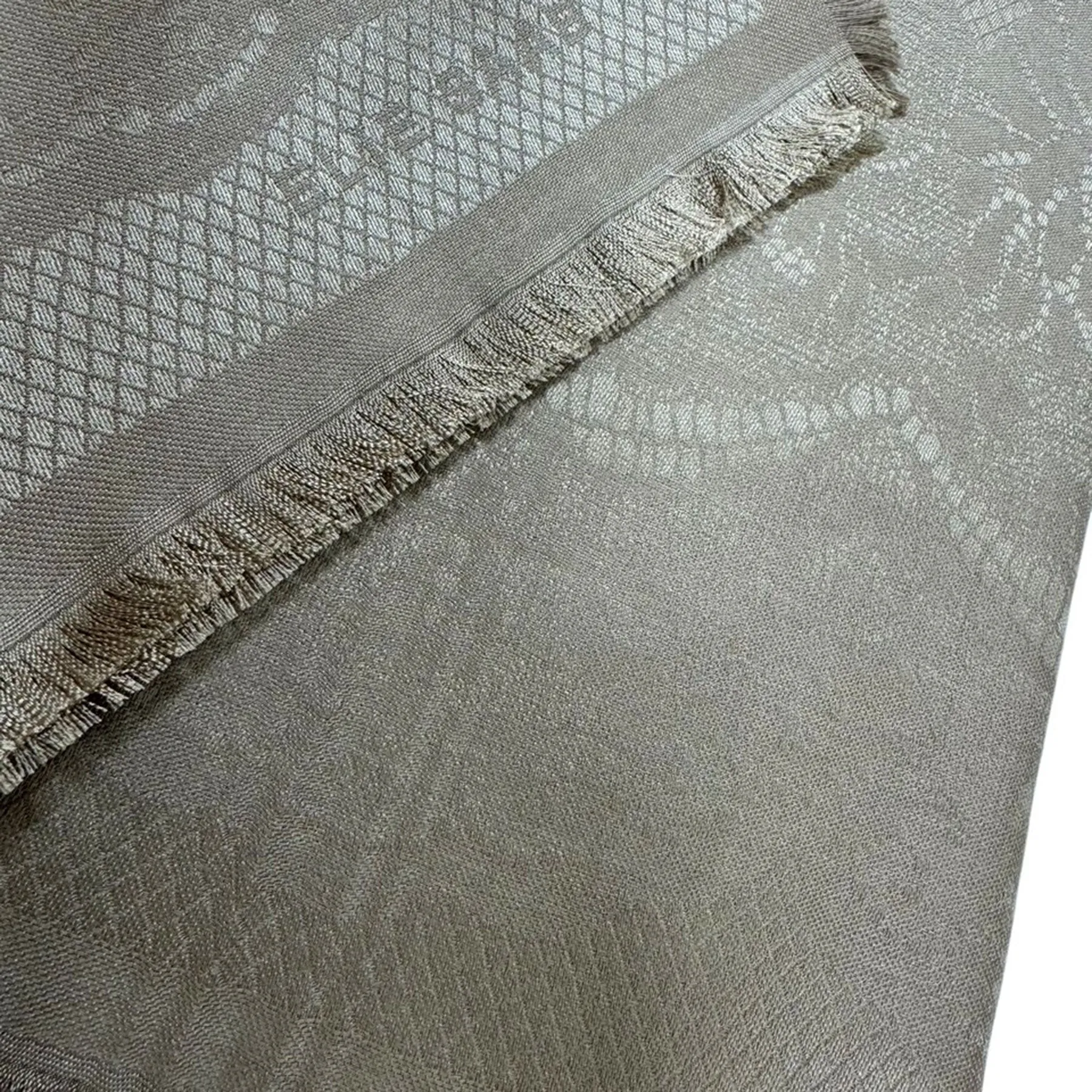 Elie Saab Scarf Taupe Tonal Design - Extra Large Wool Silk Wrap